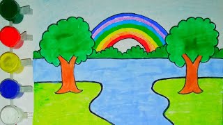 Rongdhonur Drisso Ongkon 🌈🌈 Rainbow Scenery Painting [upl. by Stanislaw123]