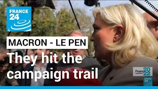 Fresh from the first round of voting Macron and Le Pen hit the campaign trail • FRANCE 24 English [upl. by Selmore]