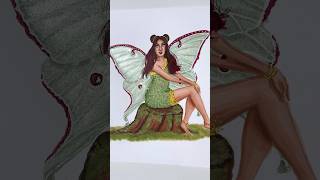 Luna Moth Fairy Illustration asmrart satisfyingart asmrcoloring alcoholmarkers artprocess art [upl. by Knitter]