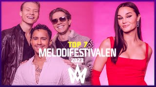 MELODIFESTIVALEN 2023  MY TOP 7  HEAT 1 1 MIN SNIPPETS [upl. by Atinek]