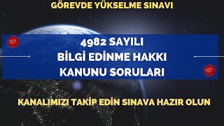 4982 sayılı Bilgi Edinme Hakkı Kanunu Soruları  Görevde Yükselme Sınav Soruları [upl. by Enneicul]