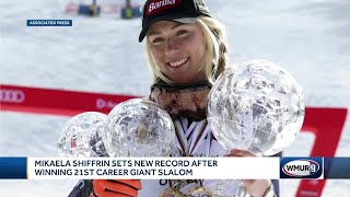 Mikaela Shiffrin sets new record after winning 21st career giant slalom [upl. by Hanauq525]