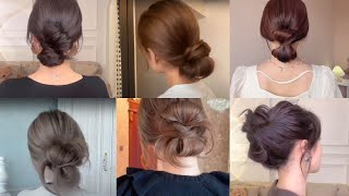 HOW TO LOW BUN HAIRSTYLES🤍EASY Updo Hairstyles Tutorials Korean Style for Girls [upl. by Rahr724]