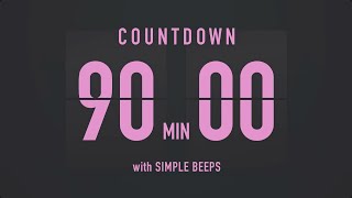 90 Minutes Countdown Flip Clock Timer  Simple Beeps 💕🖤 [upl. by Mehsah281]