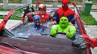 Swimming Pool Car With Superheroes [upl. by Kwok]