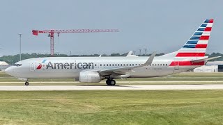 4K American Airlines Boeing 737 Departs Grand Rapids Airport GRR [upl. by Naols]