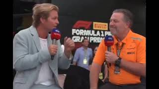 Nico Rosberg GRILLING Mclaren CEO Zak Brown ItalianGP24 [upl. by Nesyaj96]