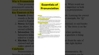 Essentials of Pronunciation Instant Essay for Exam SuccessEnglishPartII ARsummaryguidanceviral [upl. by Melisande]