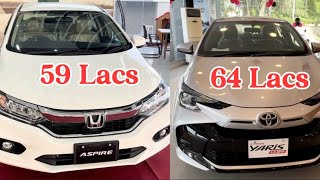 Toyota Yaris 15 CVT Facelift 2024 Vs Honda City 15 Aspire 2024 Comparison  Detailed Review  car [upl. by Aidni]