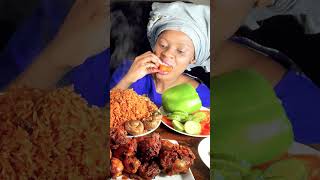 ASMR EATING NO TALKING SPICY JOLLOF RICE NIGERIAN CHICKEN CURRYENOKI MUSHROOM FOOD CHALLENGE [upl. by Ylsel346]