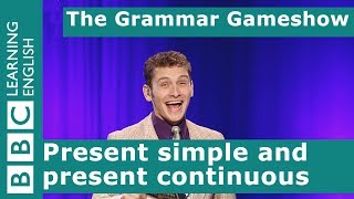 Present Simple and Present Continuous The Grammar Gameshow Episode 1 [upl. by Soph]