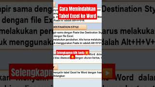 Cara Memindahkan Tabel Excel ke Word tabel belajarmicrosoftword wordpemula [upl. by Kraul220]