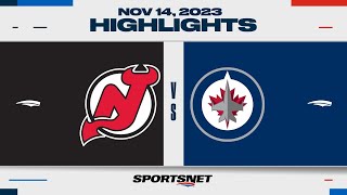 NHL Highlights  Devils vs Jets  November 14 2023 [upl. by Ynatsed]