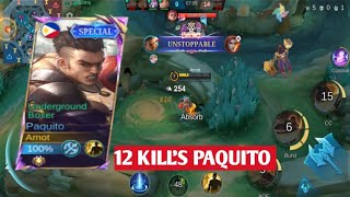 12 KILLS PAQUITO ROAM Top global build mlbb [upl. by Atinehc479]