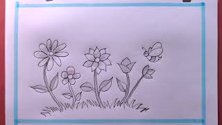 How To Draw Grass Flower Step By StepGrass Flower Drawing [upl. by Eceirahs]