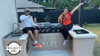 DIY CONCRETE OUTDOOR KITCHEN “FINAL TOUCHES “ l OUR BACKYARD MAKEOVER PART 5 [upl. by Aroled]