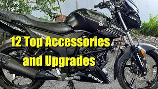 TIP 12 TOP ACCESSORIES UPGRADES AND MODIFICATIONS yamahaszrr yamahasz150 yamaha modifications [upl. by Asalocin542]