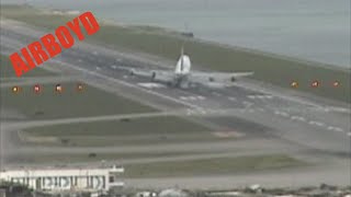 747 Hard Crosswind Landing In Hong Kong [upl. by Jehu]