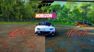 Low Graphics Vs High Graphics Forza Horizon 5  MAZDA RX 5 [upl. by Yentnuoc]