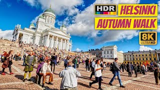 Autumn Walk in Helsinki City Center 🇫🇮 8K HDR Walk in Finland [upl. by Alit]