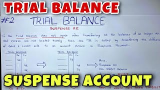 Trial Balance  Suspense Account  Class 11  BCOM  CA Foundation [upl. by Zorah]