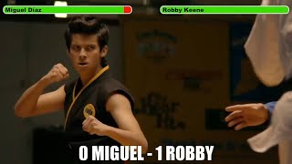 Miguel Díaz vs Robby Keene All Valley con barras de vida  2018  Cobra Kai Temporada 1 [upl. by Yanal11]