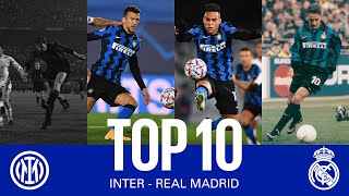 INTER vs REAL MADRID  TOP 10 GOALS  Lautaro Baggio Perisic Facchetti and more 🔥⚫🔵 [upl. by Stralka203]