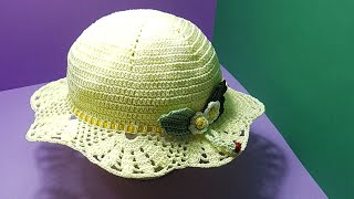 Cappellino alluncinetto con motivo floreale sulla tesa tutorial [upl. by Alket997]