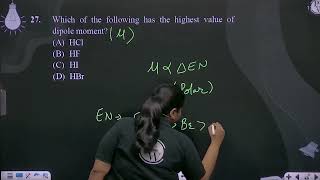 Which of the following has the highest value of dipole moment [upl. by Akiras394]