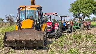 JCB 3dx and New Swaraj 855 Fe 5 Star First Time Work New Holland 3630 loading mud 4x4 [upl. by Parfitt916]