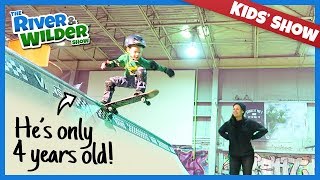 SKATEBOARDING 4 YEAR OLD SKATER FIRST TIME ON HALFPIPE [upl. by Nrehtac]