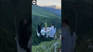 Hanging dinner  Mountain  beautiful evening  couple dinner  trending shortsfeed viralvideo [upl. by Esylla]