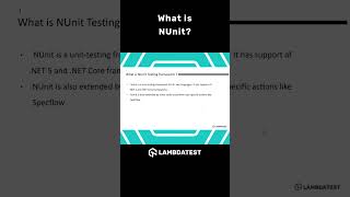 What is NUnit🤔 NUnit Tutorial  LambdaTest shorts [upl. by Inessa]