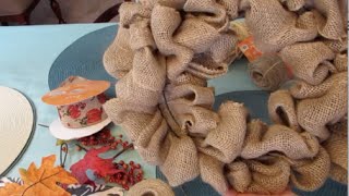 Small Fall Burlap Wreath  How to make loop burlap wreath [upl. by Eisiam]