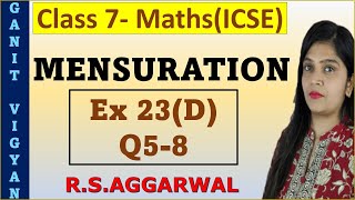 Mensuration  ICSE class 7  Chapter 23  Exercise 23D  Q 58  R S Aggarwal [upl. by Sherr]