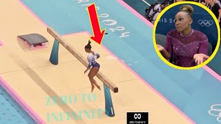 Simone Biles falls off balance beam  Simone Biles Beam Fall  Simone Biles Falls Olympics off beam [upl. by Ecienal]