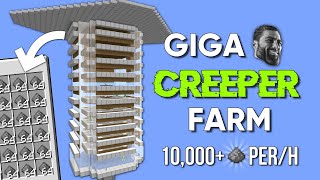 Minecraft GIGA 🗿 Creeper GunpowderXP Farm 120 Tutorial  10000 Gunpowder Per Hour [upl. by Nappy]