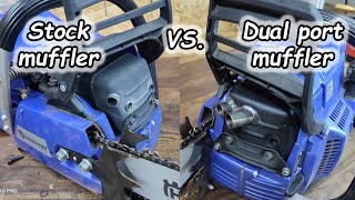 Holzfforma g372xp stock muffler vs dual port muffler [upl. by Jamila116]