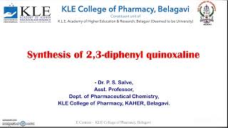 Synthesis of 23 diphenyl quinoxaline  Dr Preeti Salve [upl. by Zimmerman]