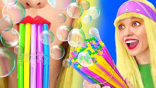 She Made A DIY Bubble Maker Out Of Straws😸🤌🫧 [upl. by Chuck]