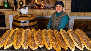 Pide Turkish Long Pizza  Village Cooking [upl. by Yzus]