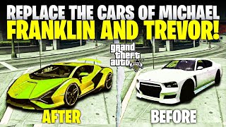 HOW TO REPLACE CAR OF FRANKLIN TREVOR OR MICHAEL IN GTA 5  MODS 2024 [upl. by Anneh]