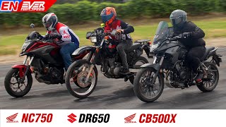 Suzuki DR 650 🆚 Honda NC750 🆚 Honda CB500X 🔥 Scooter 750cc 🆚 RX 115 🔥 DRAG RACING Track Times 2023 [upl. by Barny]