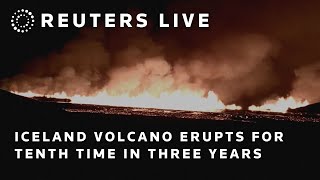 LIVE Iceland volcano erupts for the tenth time in three years [upl. by Flanigan]