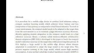 MEC DA Memory Efficient Collaborative Domain Adaptation for Mobile Edge Devices [upl. by Agathe547]