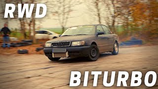 Audi 100 C4 RWD BiTurbo specidzie bokiem jak trzeba [upl. by Ellesij]