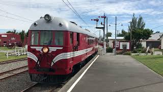 Vulcan Railcar RM51 arrives at Moorhouse Ave Station at Ferrymead Historic Park [upl. by Malvina]