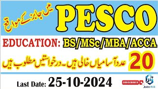 Peshawar Electric Supply Company PESCO Jobs 2024  Latest Govt Jobs 2024  Jobs Hub [upl. by Chatwin115]