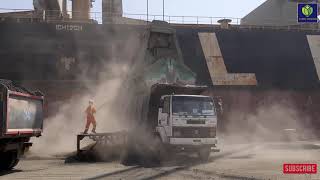 Clinker Unloading Process At Colombo Port  Amazing methods [upl. by Modeerf]