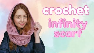 Crochet Infinity Scarf tutorialQUIK amp EASY Crochet scarf [upl. by Arratal387]